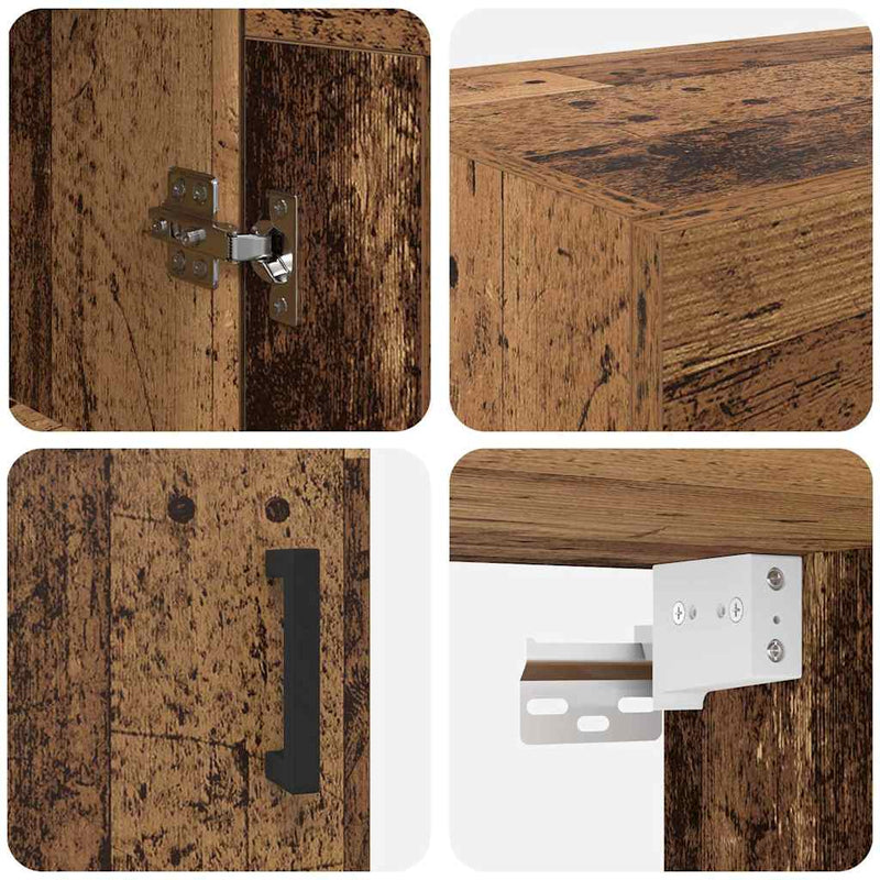 vidaXL Fali Szekrények 2 pcs Öreg fa 69,5 x 34 x 90 cm Faanyag