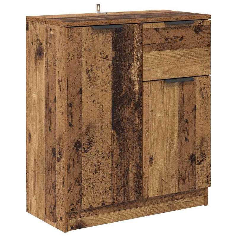 vidaXL Oldalszekrények fiókkal 2 pcs Öreg fa 60 x 30 x 70 cm Faanyag