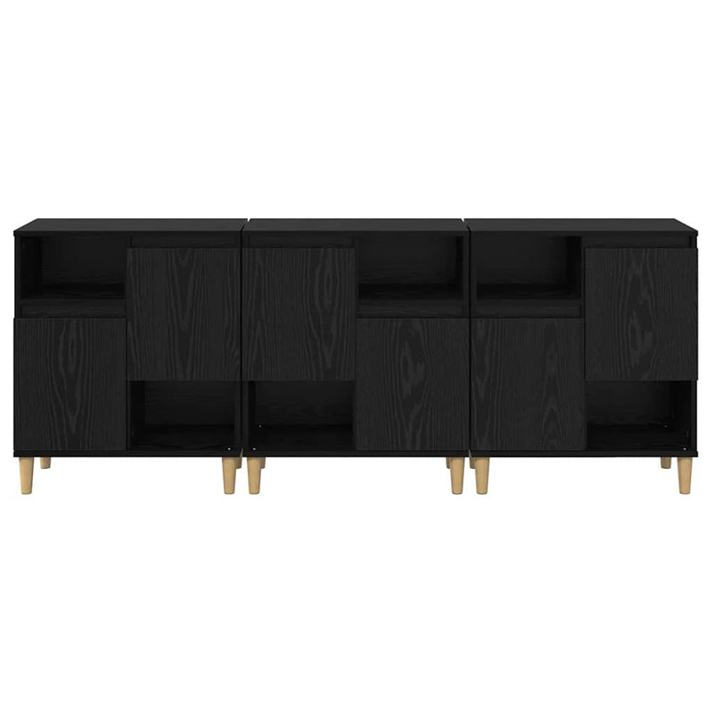 vidaXL Oldalszekrények 3 pcs Fekete tölgy 60 x 35 x 70 cm Faanyag