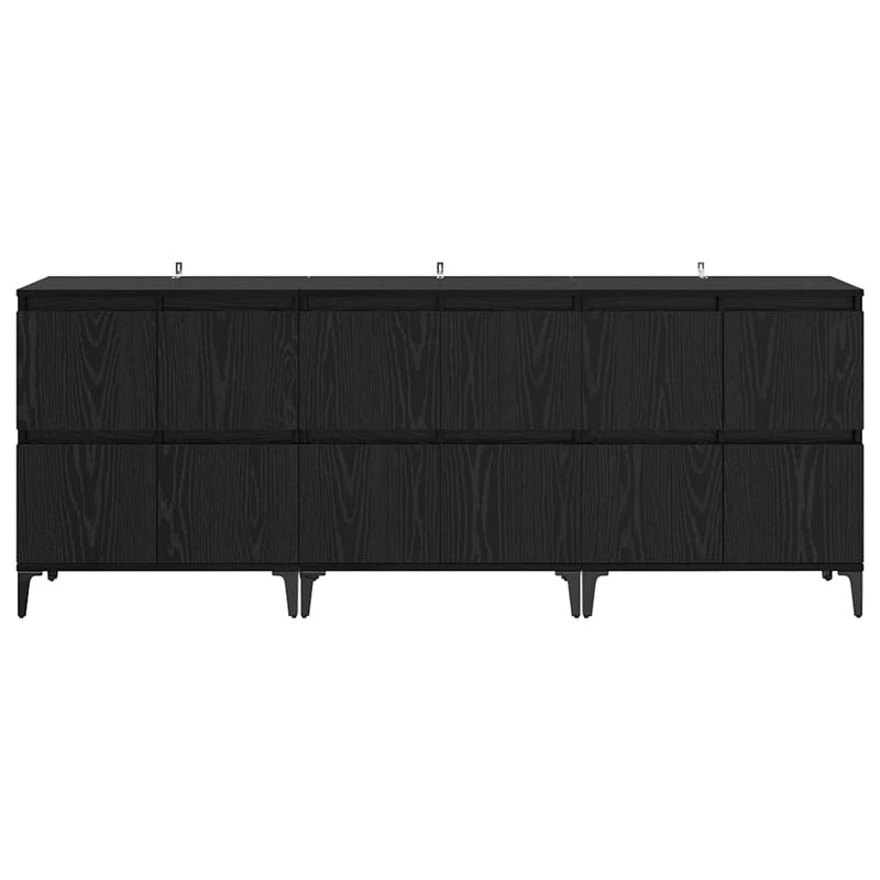 vidaXL Oldalszekrények 3 pcs Fekete tölgy 60 x 35 x 70 cm Faanyag