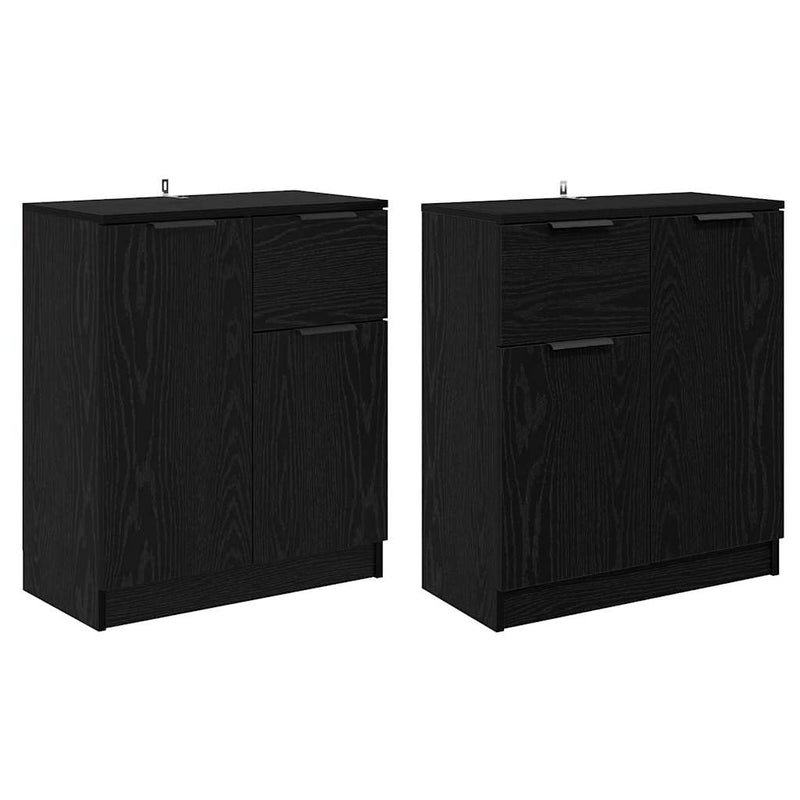 vidaXL Oldalszekrények 2 pcs Fekete tölgy 60 x 30 x 70 cm Faanyag