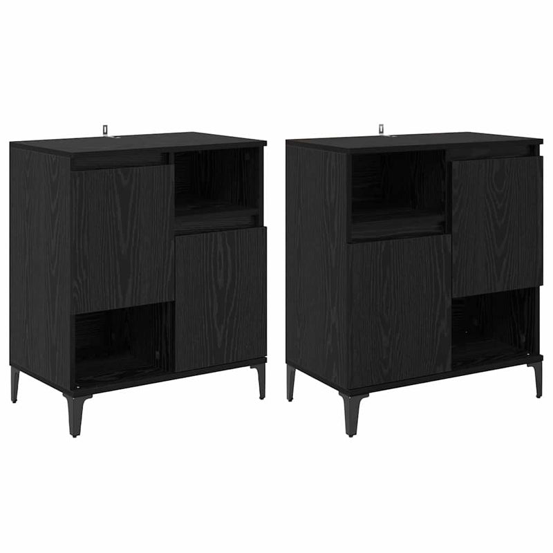 vidaXL Oldalszekrények 2 pcs Fekete tölgy 60 x 35 x 70 cm Faanyag