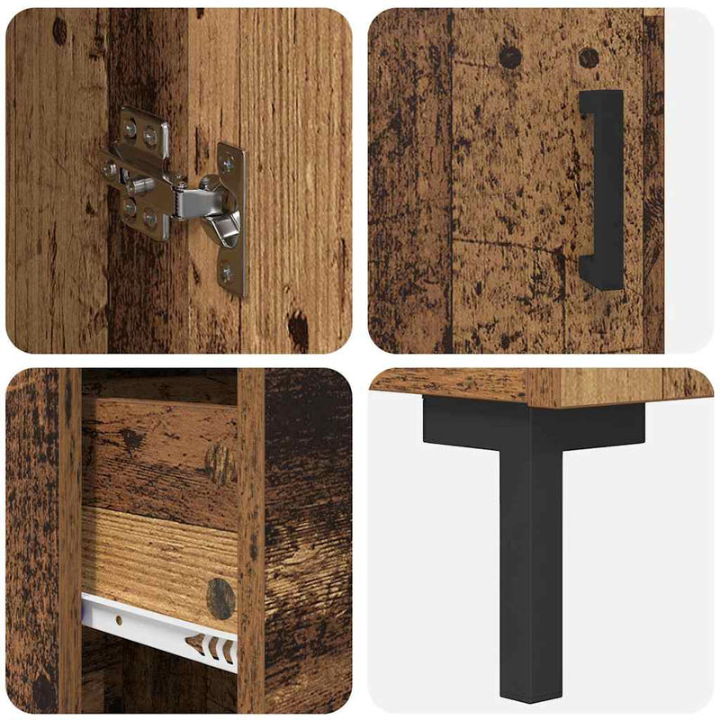 vidaXL Magasfiú fiókkal Öreg fa 34,5 x 34 x 180 cm Faanyag