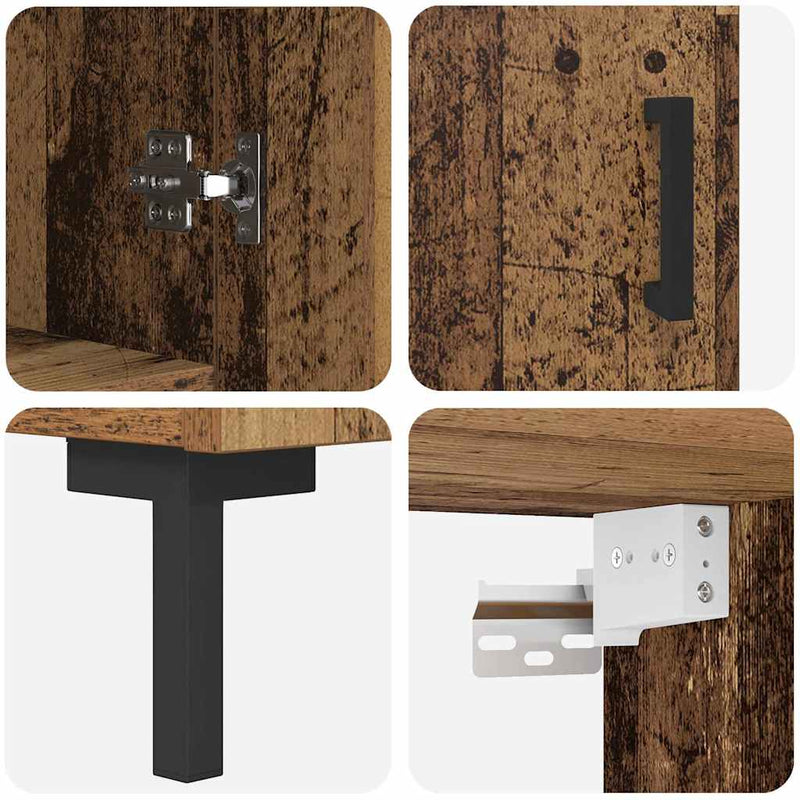 vidaXL Magasfiú Falra szerelhető Öreg fa 69,5 x 34 x 180 cm Faanyag