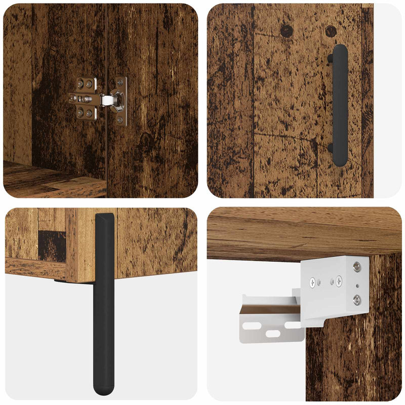 vidaXL Magasfiú Falra szerelhető Öreg fa 69,5 x 34 x 180 cm Faanyag