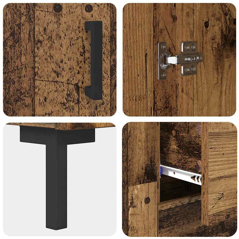 vidaXL Magasfiú Falra szerelhető Öreg fa 69,5 x 34 x 180 cm Faanyag