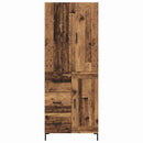 vidaXL Magasfiú Falra szerelhető Öreg fa 69,5 x 34 x 180 cm Faanyag