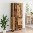 vidaXL Magasfiú 2 pcs Öreg fa 69,5 x 34 x 180 cm Műanyag Fa és Üveg