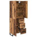 vidaXL Magasfiú 2 pcs Öreg fa 69,5 x 34 x 180 cm Műanyag Fa és Üveg