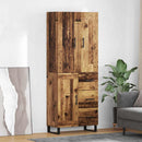 vidaXL Magasfiú 2 pcs Öreg fa 69,5 x 34 x 180 cm Műanyag Fa és Üveg