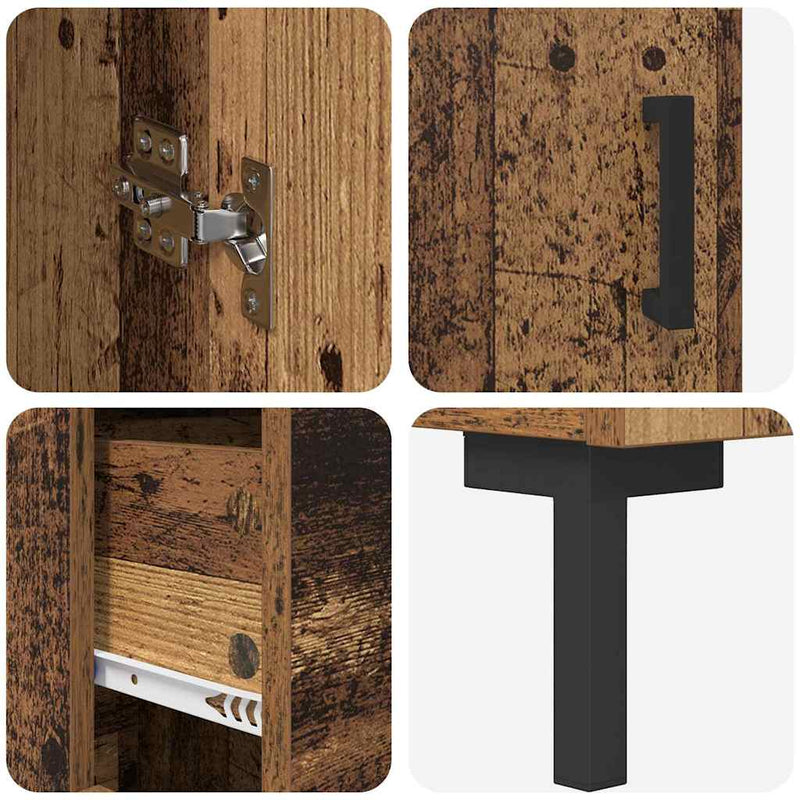 vidaXL Magasfiú fiókkal 2 pcs Öreg fa Faanyag