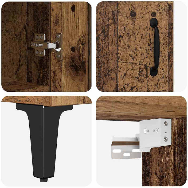 vidaXL Magasfiú Falra szerelhető Öreg fa 69,5 x 34 x 180 cm Faanyag