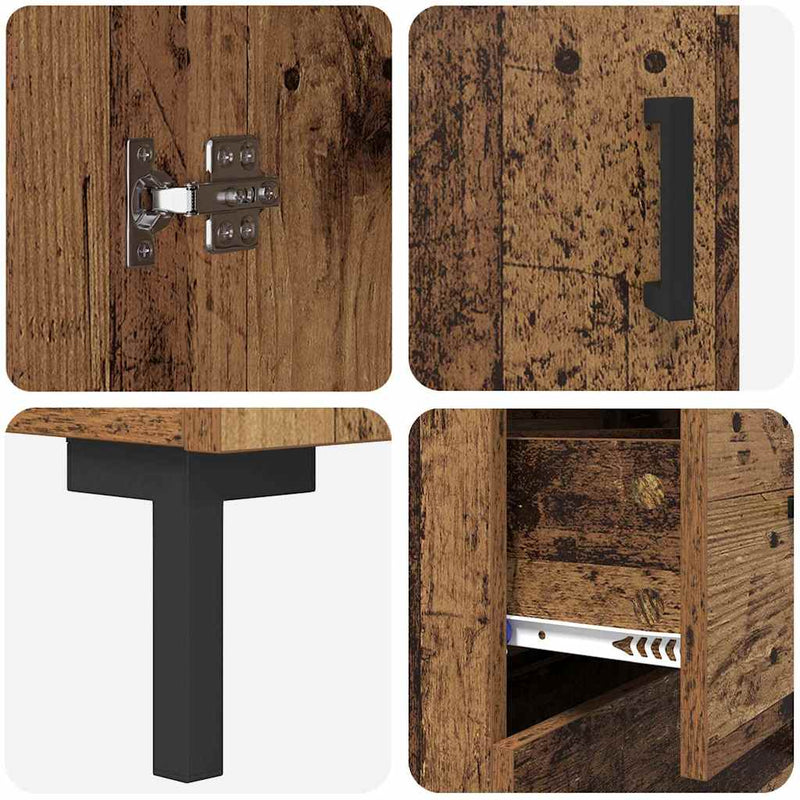 vidaXL Magasfiú Falra szerelhető Öreg fa 69,5 x 34 x 180 cm Faanyag