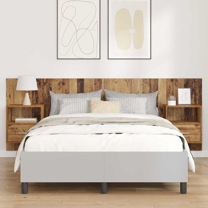 vidaXL Fejtámla Szekrénnyel fiókkal polcokkal 3 pcs Öreg fa Faanyag