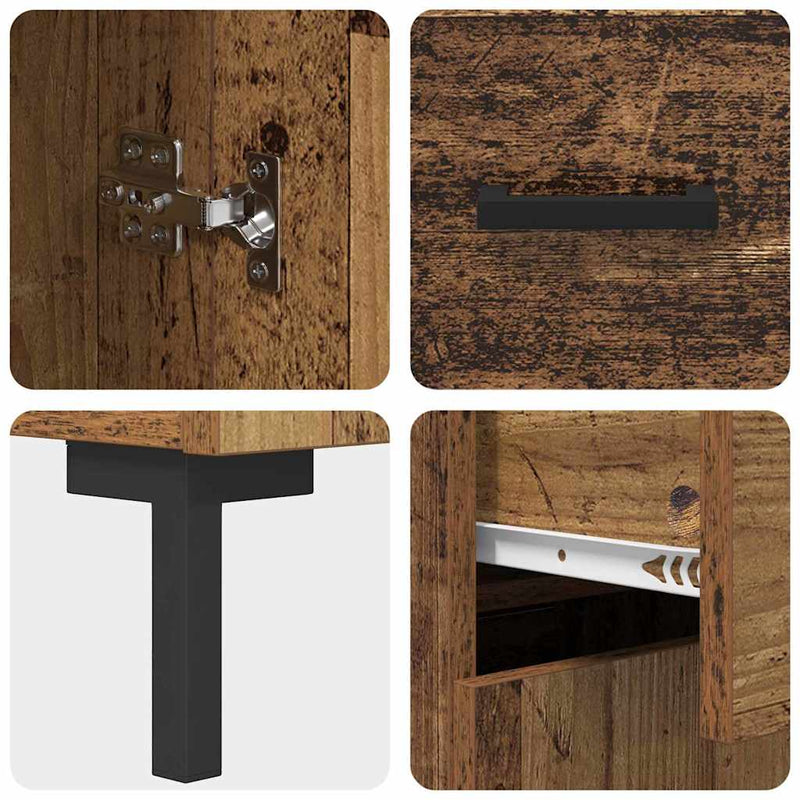 vidaXL Magasfiú fiókkal 2 pcs Öreg fa Faanyag