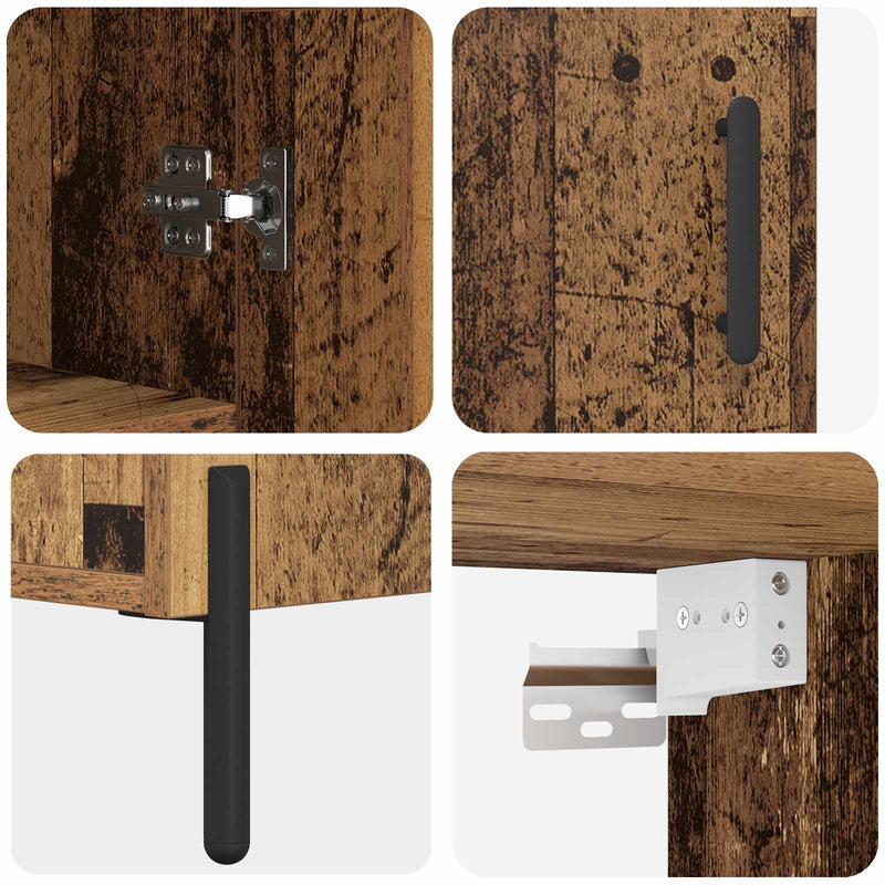 vidaXL Magasfiú Falra szerelhető Öreg fa 69,5 x 34 x 180 cm Faanyag