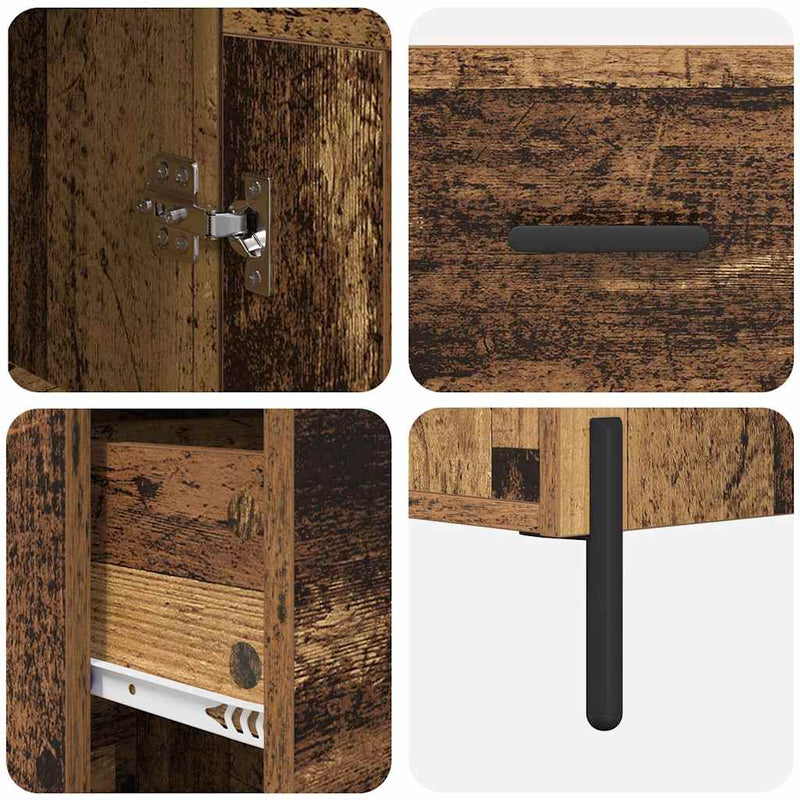 vidaXL Magasfiú fiókkal Öreg fa 34,5 x 34 x 180 cm Faanyag