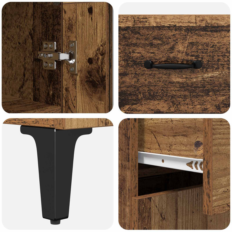 vidaXL Magasfiú Falra szerelhető Öreg fa 69,5 x 34 x 180 cm Faanyag