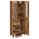 vidaXL Magasfiú Falra szerelhető Öreg fa 69,5 x 34 x 180 cm Faanyag