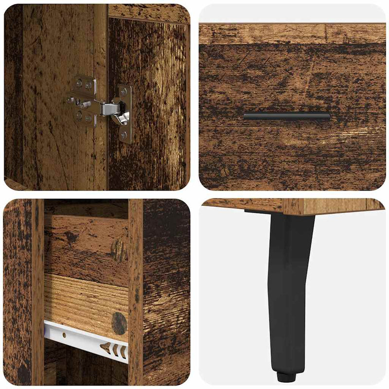 vidaXL Magasfiú fiókkal Öreg fa 34,5 x 34 x 180 cm Faanyag