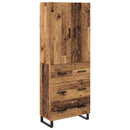 vidaXL Magasfiú 2 pcs Öreg fa 69,5 x 34 x 180 cm Műanyag Fa és Üveg