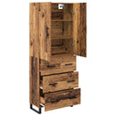 vidaXL Magasfiú 2 pcs Öreg fa 69,5 x 34 x 180 cm Műanyag Fa és Üveg