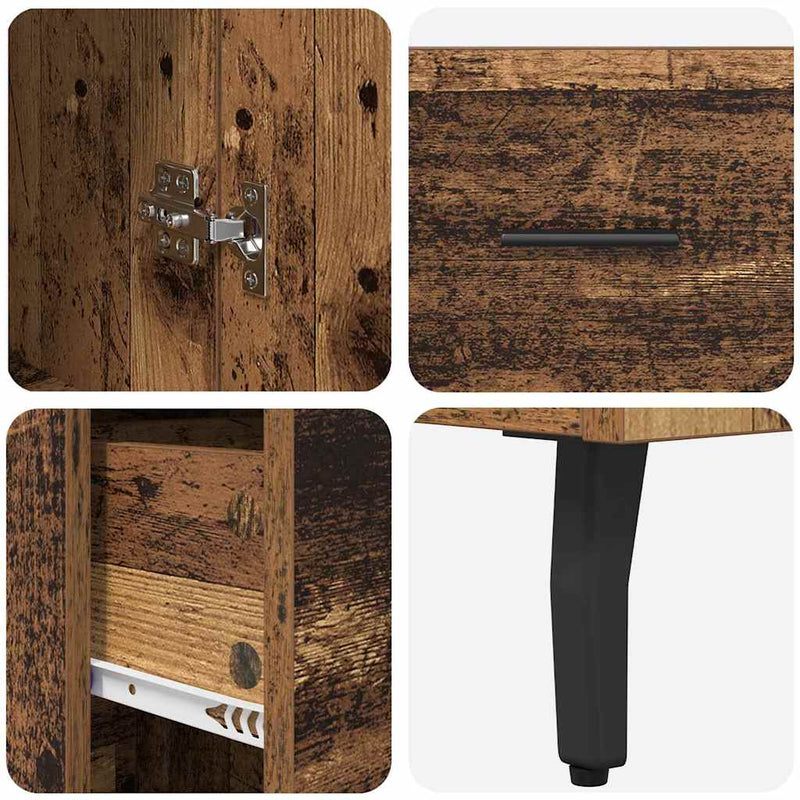 vidaXL Magasfiú fiókkal Öreg fa 34,5 x 34 x 180 cm Faanyag