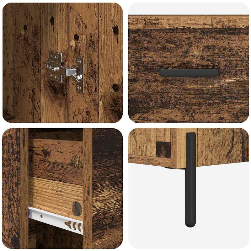 vidaXL Magasfiú fiókkal Öreg fa 34,5 x 34 x 180 cm Faanyag