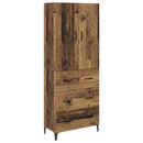 vidaXL Magasfiú Falra szerelhető Öreg fa 69,5 x 34 x 180 cm Faanyag