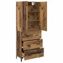 vidaXL Magasfiú Falra szerelhető Öreg fa 69,5 x 34 x 180 cm Faanyag