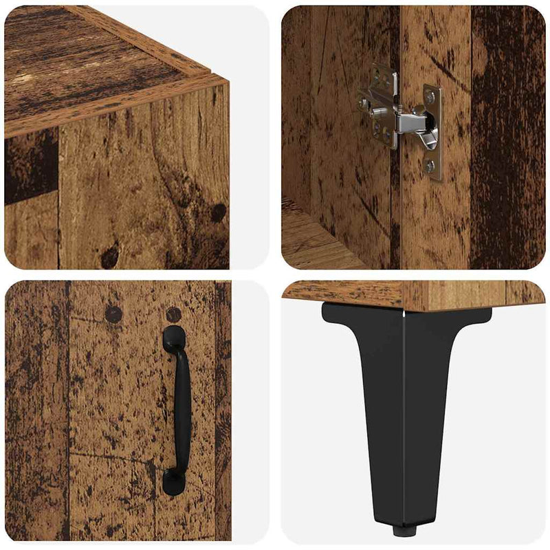 vidaXL Magasfiú Falra szerelhető Öreg fa 69,5 x 34 x 180 cm Faanyag