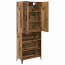 vidaXL Magasfiú Falra szerelhető Öreg fa 69,5 x 34 x 180 cm Faanyag