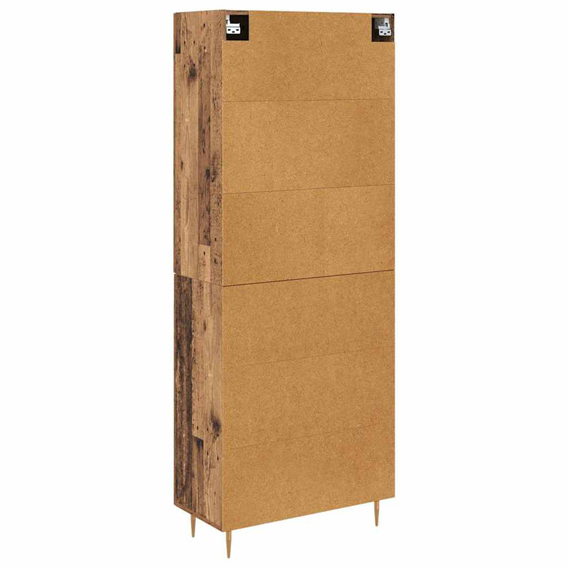 vidaXL Magasfiú Falra szerelhető Öreg fa 69,5 x 34 x 180 cm Faanyag