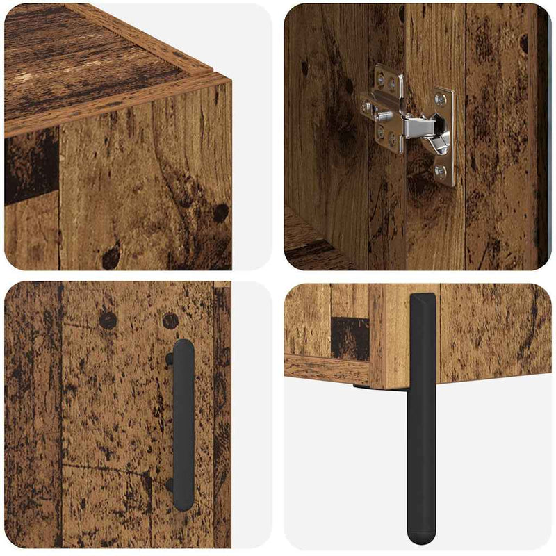 vidaXL Magasfiú Falra szerelhető Öreg fa 69,5 x 34 x 180 cm Faanyag