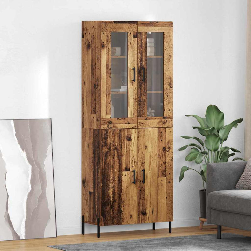 vidaXL Magasfiú Falra szerelhető Öreg fa 69,5 x 34 x 180 cm Faanyag