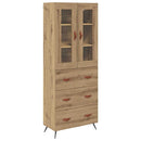 vidaXL Magas szekrény polccal 2 pcs Artisan tölgy 69,5 x 34 x 180 cm