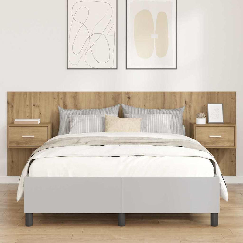 vidaXL Fejtámla Szekrénnyel fiókkal 3 pcs Artisan tölgy Faanyag