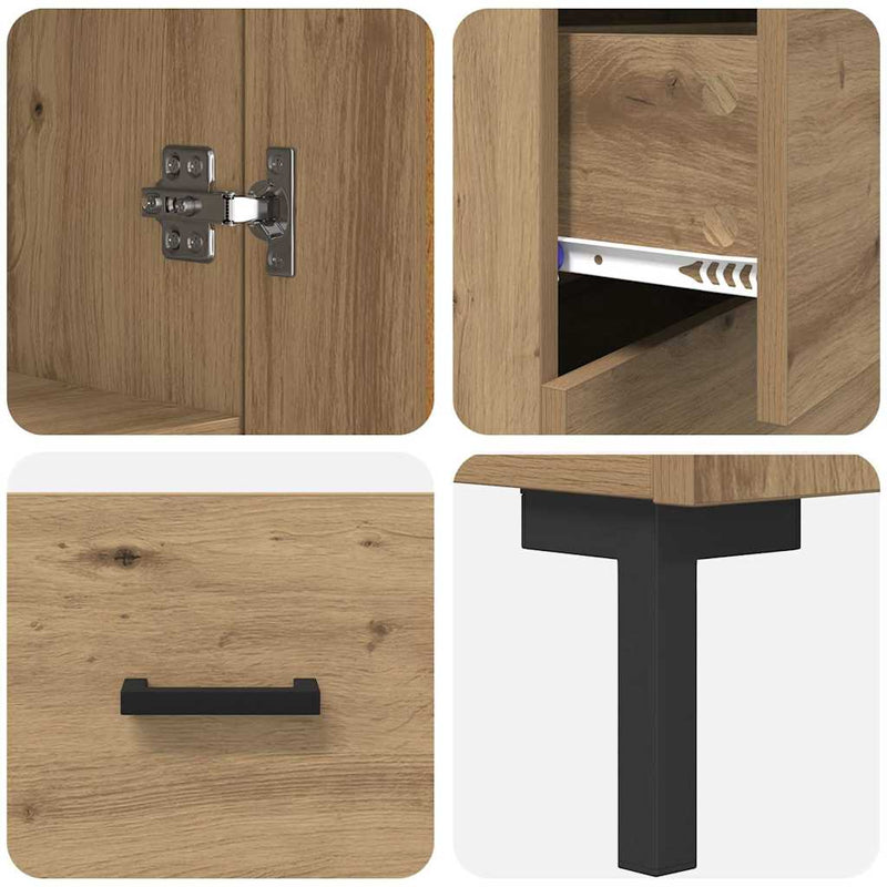 vidaXL Magasfiú fiókkal 2 pcs Artisan tölgy Faanyag