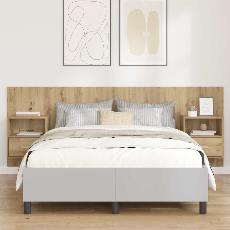 vidaXL Fejtámla Szekrénnyel fiókkal 3 pcs Artisan tölgy Faanyag