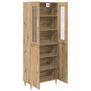vidaXL Magasfiú Artisan tölgy 69,5 x 34 x 180 cm Műanyag Fa és Üveg