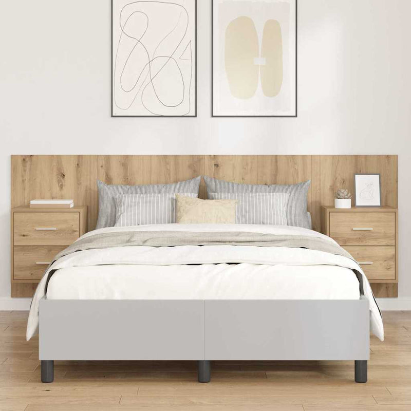 vidaXL Fejtámla Szekrénnyel fiókkal 3 pcs Artisan tölgy Faanyag