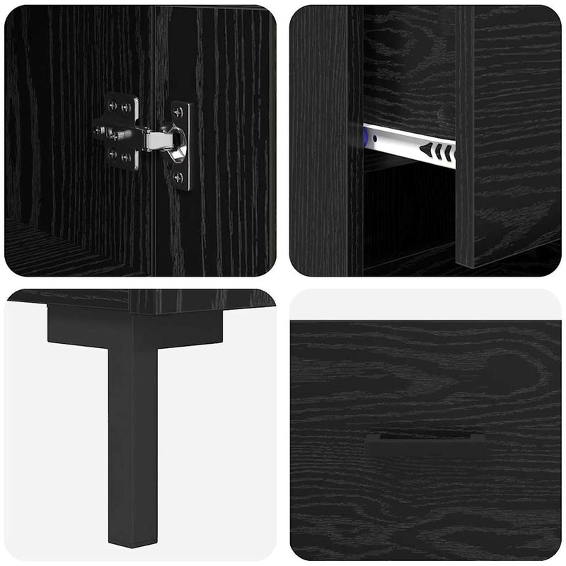 vidaXL Magasfiú fiókkal Fekete tölgy 34,5 x 34 x 180 cm Faanyag