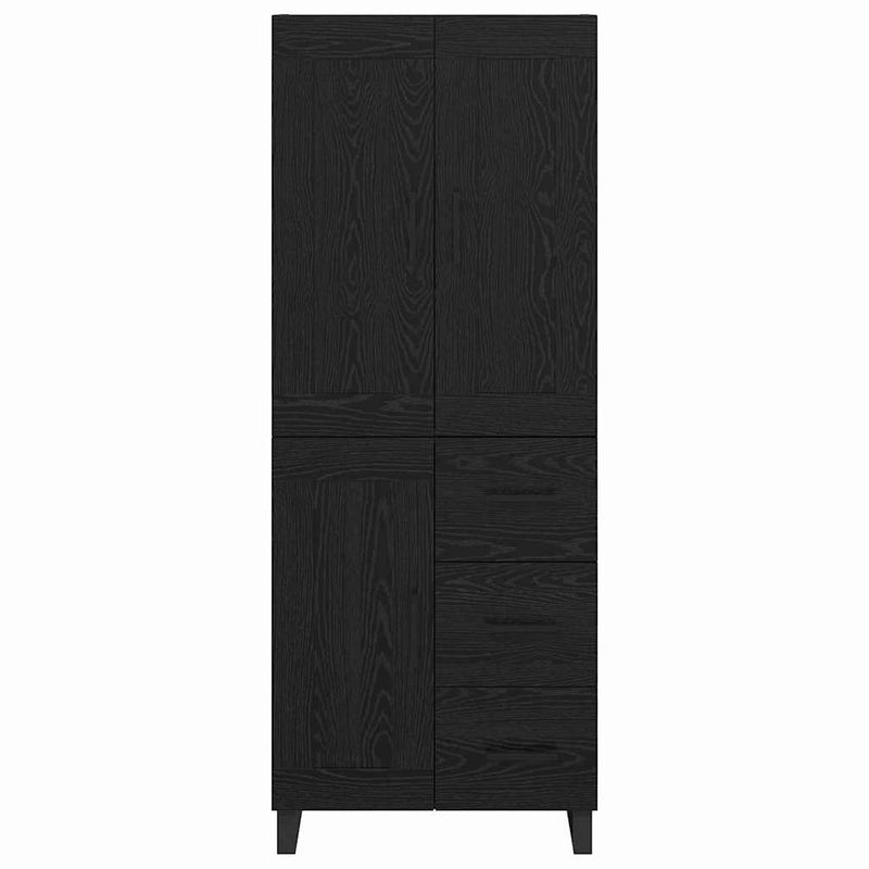 vidaXL Magasfiú fiókkal 2 pcs Fekete tölgy Műanyag Fa és Üveg