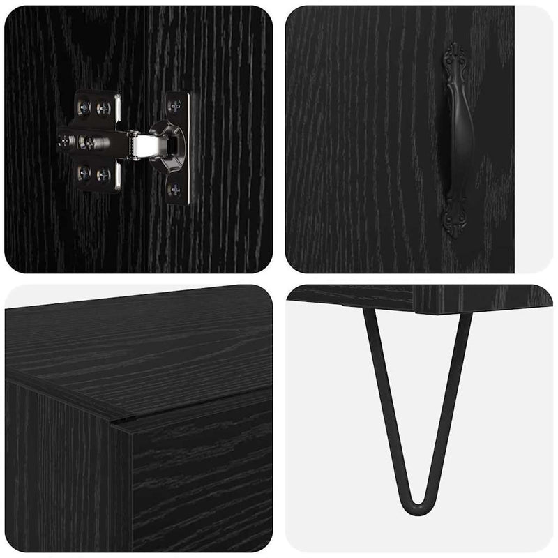 vidaXL Magasfiú Fekete tölgy 69,5 x 34 x 180 cm Faanyag