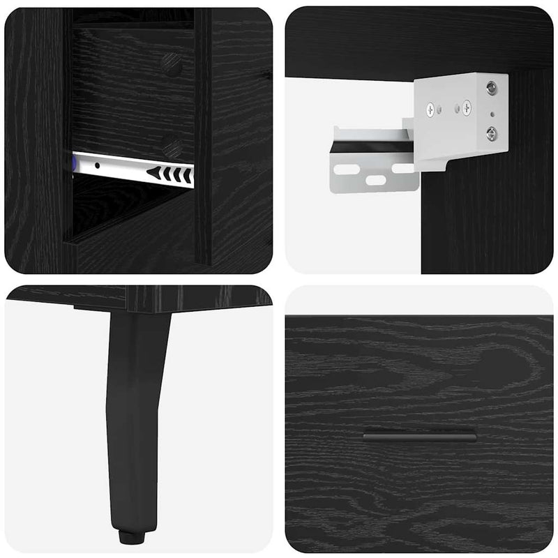 vidaXL Magasfiú Fekete tölgy 69,5 x 34 x 180 cm Műanyag Fa és Üveg