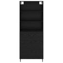 vidaXL Magasfiú Fekete tölgy 69,5 x 34 x 180 cm Műanyag Fa és Üveg