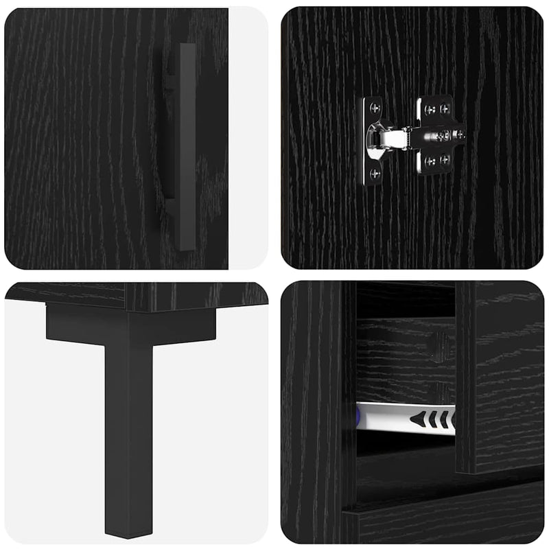 vidaXL Magasfiú fiókkal Fekete tölgy 69,5 x 32,5 x 180 cm Faanyag