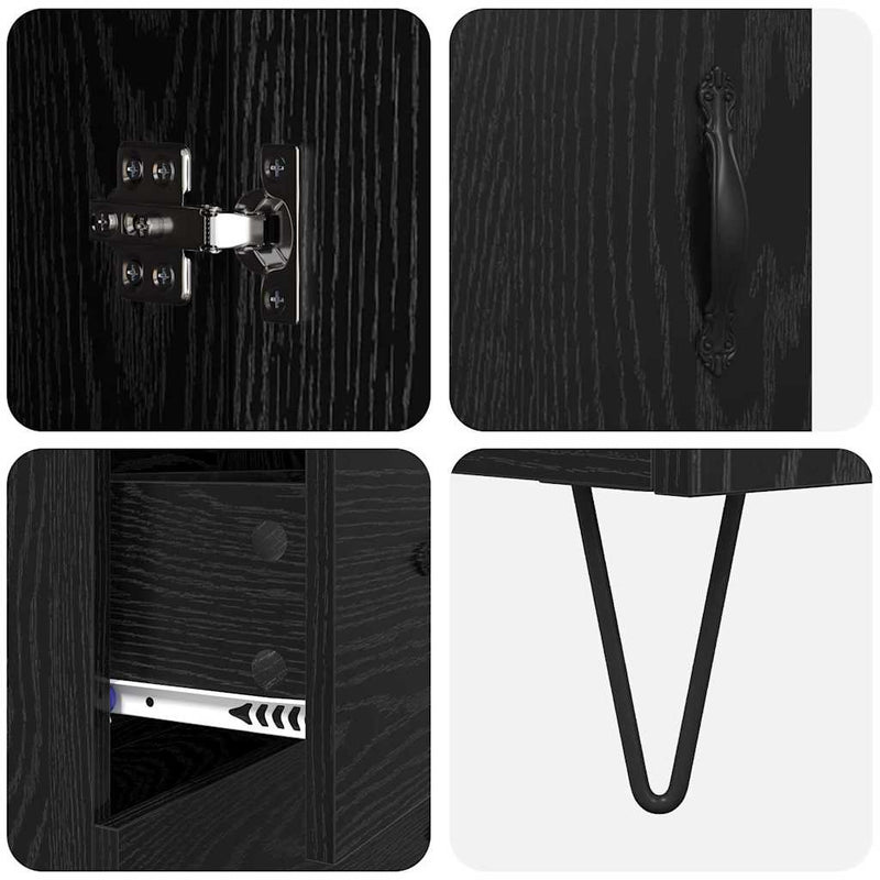 vidaXL Magasfiú fiókkal Fekete tölgy 69,5 x 34 x 180 cm Faanyag