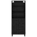 vidaXL Magasfiú Fekete tölgy 69,5 x 34 x 180 cm Műanyag Fa és Üveg