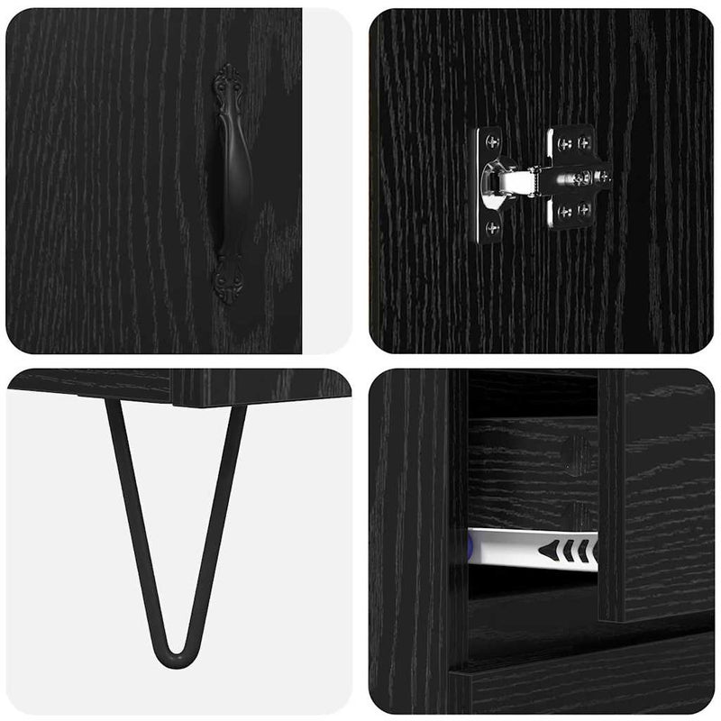 vidaXL Magasfiú fiókkal 2 pcs Fekete tölgy Műanyag Fa és Üveg